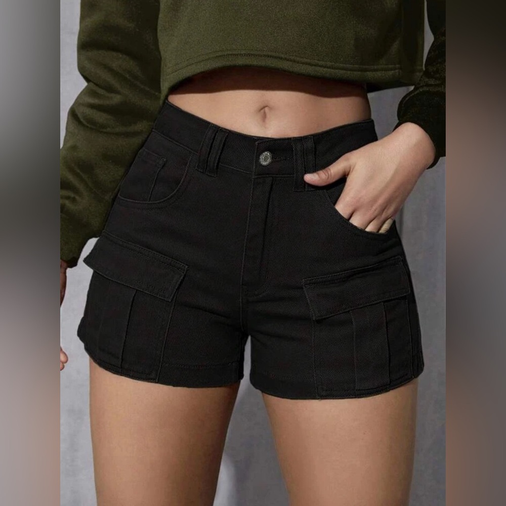 Black Cargo Shorts #1197